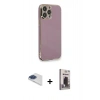 MARSİLYAN™- iPhone 13 Pro Max Kılıf Yankı Serisi - Siyah Bilvis Hayalet Cam Ekran Koruyucu + Pers Alüminyum Kamera Lens - LT