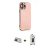MARSİLYAN™- iPhone 13 Pro Max Kılıf Yankı Serisi - Siyah Bilvis Hayalet Cam Ekran Koruyucu + Rainbow Kamera Lens Koruma Cam - MI