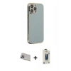MARSİLYAN™- iPhone 13 Pro Max Kılıf Yankı Serisi - Siyah Bilvis Hayalet Cam Ekran Koruyucu + Mor Rainbow Kamera Lens Koruma Cam
