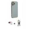 MARSİLYAN™- iPhone 13 Pro Max Kılıf Yankı Serisi - Siyah Bilvis Hayalet Cam Ekran Koruyucu + Pers Alüminyum Kamera Lens - KI