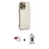 MARSİLYAN™- iPhone 13 Pro Max Kılıf Yankı Serisi - Siyah Bilvis Hayalet Cam Ekran Koruyucu + Pers Alüminyum Kamera Lens - KI