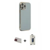 MARSİLYAN™- iPhone 13 Pro Max Kılıf Yankı Serisi - Siyah Bilvis Hayalet Cam Ekran Koruyucu + Rainbow Kamera Lens Koruma Cam - KI