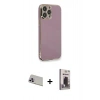 MARSİLYAN™- iPhone 13 Pro Max Kılıf Yankı Serisi - Siyah Bilvis Hayalet Cam Ekran Koruyucu + Rainbow Kamera Lens Koruma Cam - MR