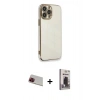 MARSİLYAN™- iPhone 13 Pro Max Kılıf Yankı Serisi - Siyah Bilvis Hayalet Cam Ekran Koruyucu + Rainbow Kamera Lens Koruma Cam - KI
