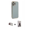 MARSİLYAN™- iPhone 13 Pro Max Kılıf Yankı Serisi - Siyah Bilvis Hayalet Cam Ekran Koruyucu + Rainbow Kamera Lens Koruma Cam - KI
