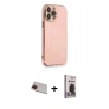 MARSİLYAN™- iPhone 13 Pro Max Kılıf Yankı Serisi - Siyah Bilvis Hayalet Cam Ekran Koruyucu + Rainbow Kamera Lens Koruma Cam - KI
