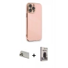 MARSİLYAN™- iPhone 13 Pro Max Kılıf Yankı Serisi - Siyah Bilvis Hayalet Cam Ekran Koruyucu + Rainbow Kamera Lens Koruma Cam - REGD