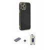 MARSİLYAN™- iPhone 13 Pro Max Kılıf Yankı Serisi - Siyah Bilvis Hayalet Cam Ekran Koruyucu + Renkli Kamera Lens Koruma Cam - SI