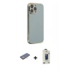 MARSİLYAN™- iPhone 13 Pro Max Kılıf Yankı Serisi - Siyah Bilvis Hayalet Cam Ekran Koruyucu + Renkli Kamera Lens Koruma Cam - SI