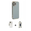 MARSİLYAN™- iPhone 13 Pro Max Kılıf Yankı Serisi - Siyah Bilvis Hayalet Cam Ekran Koruyucu + Shine Kamera Lens - GD