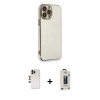 MARSİLYAN™- iPhone 13 Pro Max Kılıf Yankı Serisi - Siyah Bilvis Hayalet Cam Ekran Koruyucu + Shine Kamera Lens - GD