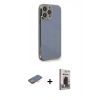 MARSİLYAN™- iPhone 13 Pro Max Kılıf Yankı Serisi - Siyah Bilvis Hayalet Cam Ekran Koruyucu + Renkli Kamera Lens Koruma Cam - TU
