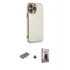 MARSİLYAN™- iPhone 13 Pro Max Kılıf Yankı Serisi - Siyah Bilvis Hayalet Cam Ekran Koruyucu + Renkli Kamera Lens Koruma Cam - TU