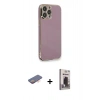 MARSİLYAN™- iPhone 13 Pro Max Kılıf Yankı Serisi - Siyah Bilvis Hayalet Cam Ekran Koruyucu + Renkli Kamera Lens Koruma Cam - TU