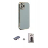 MARSİLYAN™- iPhone 13 Pro Max Kılıf Yankı Serisi - Siyah Bilvis Hayalet Cam Ekran Koruyucu + Renkli Kamera Lens Koruma Cam - TU