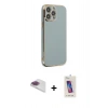 MARSİLYAN™- iPhone 13 Pro Max Kılıf Yankı Serisi - Siyah Joko 5D Cam + Gökkuşağı Pers Alüminyum Kamera Lens
