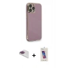 MARSİLYAN™- iPhone 13 Pro Max Kılıf Yankı Serisi - Siyah Joko 5D Cam + Gökkuşağı Pers Alüminyum Kamera Lens