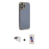 MARSİLYAN™- iPhone 13 Pro Max Kılıf Yankı Serisi - Siyah Joko 5D Cam + Gökkuşağı Pers Alüminyum Kamera Lens