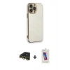 MARSİLYAN™- iPhone 13 Pro Max Kılıf Yankı Serisi - Siyah Joko 5D Cam + Raze Metal Kamera Lens - GD