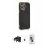 MARSİLYAN™- iPhone 13 Pro Max Kılıf Yankı Serisi - Siyah Joko 5D Cam + Raze Metal Kamera Lens - GD