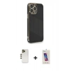 MARSİLYAN™- iPhone 13 Pro Max Kılıf Yankı Serisi - Siyah Joko 5D Cam + Shine Kamera Lens - GD