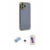 MARSİLYAN™- iPhone 13 Pro Max Kılıf Yankı Serisi - Siyah Joko 5D Cam + Mavi Shine Kamera Lens Koruma Cam