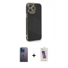 MARSİLYAN™- iPhone 13 Pro Max Kılıf Yankı Serisi - Siyah Joko 5D Cam + Neon Fosforlu Kamera Lens - MI