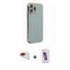 MARSİLYAN™- iPhone 13 Pro Max Kılıf Yankı Serisi - Siyah Joko 5D Cam + Pers Alüminyum Kamera Lens - KI