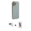 MARSİLYAN™- iPhone 13 Pro Max Kılıf Yankı Serisi - Siyah Joko 5D Cam + Pers Alüminyum Kamera Lens - LT