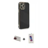 MARSİLYAN™- iPhone 13 Pro Max Kılıf Yankı Serisi - Siyah Joko 5D Cam + Rainbow Kamera Lens Koruma Cam - KI
