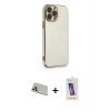 MARSİLYAN™- iPhone 13 Pro Max Kılıf Yankı Serisi - Siyah Joko 5D Cam + Rose Gold Rainbow Kamera Lens Koruma Cam