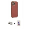 MARSİLYAN™- iPhone 13 Pro Max Kılıf Yankı Serisi - Siyah Joko 5D Cam + Rose Gold Rainbow Kamera Lens Koruma Cam