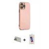 MARSİLYAN™- iPhone 13 Pro Max Kılıf Yankı Serisi - Siyah Joko 5D Cam + Rose Gold Rainbow Kamera Lens Koruma Cam