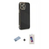 MARSİLYAN™- iPhone 13 Pro Max Kılıf Yankı Serisi - Siyah Joko 5D Cam + Shine Kamera Lens Koruma Cam - MI