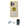 MARSİLYAN™- iPhone 13 Pro Max Kılıf Yörünge Çizgi - Şeffaf 360 Full Body Arka Koruyucu + Shine Kamera Lens Koruma Cam - MI