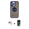 MARSİLYAN™- iPhone 13 Pro Max Kılıf Yörünge Çizgi - Şeffaf 360 Full Body Arka Koruyucu + Pers Alüminyum Kamera Lens - GD