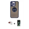 MARSİLYAN™- iPhone 13 Pro Max Kılıf Yörünge Çizgi - Şeffaf 360 Full Body Arka Koruyucu + Pers Alüminyum Kamera Lens - KI