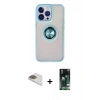 MARSİLYAN™- iPhone 13 Pro Max Kılıf Yörünge Çizgi - Şeffaf 360 Full Body Arka Koruyucu + Pers Alüminyum Kamera Lens - GD