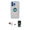 MARSİLYAN™- iPhone 13 Pro Max Kılıf Yörünge Çizgi - Şeffaf 360 Full Body Arka Koruyucu + Pers Alüminyum Kamera Lens - KI