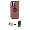 MARSİLYAN™- iPhone 13 Pro Max Kılıf Yörünge Çizgi - Şeffaf 360 Full Body Arka Koruyucu + Rainbow Kamera Lens Koruma Cam - MI