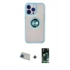 MARSİLYAN™- iPhone 13 Pro Max Kılıf Yörünge Çizgi - Şeffaf 360 Full Body Arka Koruyucu + Rainbow Kamera Lens Koruma Cam - MI