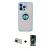 MARSİLYAN™- iPhone 13 Pro Max Kılıf Yörünge Çizgi - Şeffaf 360 Full Body Arka Koruyucu + Rainbow Kamera Lens Koruma Cam - KI