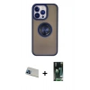 MARSİLYAN™- iPhone 13 Pro Max Kılıf Yörünge Çizgi - Şeffaf 360 Full Body Arka Koruyucu + Rainbow Kamera Lens Koruma Cam - MI