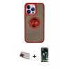 MARSİLYAN™- iPhone 13 Pro Max Kılıf Yörünge Çizgi - Şeffaf 360 Full Body Arka Koruyucu + Rainbow Kamera Lens Koruma Cam - KI