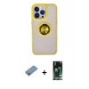 MARSİLYAN™- iPhone 13 Pro Max Kılıf Yörünge Çizgi - Şeffaf 360 Full Body Arka Koruyucu + Shine Kamera Lens Koruma Cam - GI