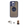 MARSİLYAN™- iPhone 13 Pro Max Kılıf Yörünge Çizgi - Şeffaf Maxco Cam Ekran Koruyucu + Gold Pers Alüminyum Kamera Lens