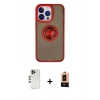 MARSİLYAN™- iPhone 13 Pro Max Kılıf Yörünge Çizgi - Şeffaf Maxco Cam Ekran Koruyucu + Shine Kamera Lens - GD