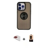 MARSİLYAN™- iPhone 13 Pro Max Kılıf Yörünge Çizgi - Şeffaf Maxco Cam Ekran Koruyucu + Pers Alüminyum Kamera Lens - KI