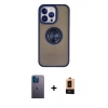 MARSİLYAN™- iPhone 13 Pro Max Kılıf Yörünge Çizgi - Şeffaf Maxco Cam Ekran Koruyucu + Neon Fosforlu Kamera Lens - MI