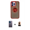 MARSİLYAN™- iPhone 13 Pro Max Kılıf Yörünge Çizgi - Şeffaf Maxco Cam Ekran Koruyucu + Neon Fosforlu Kamera Lens - MI